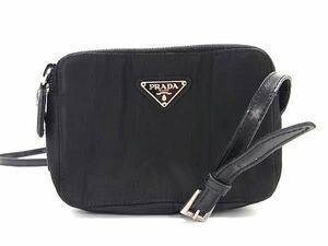 1円 ■美品■ PRADA プラダ テスートナイロン クロスボディ ショルダーバッグ 斜め掛け 肩掛け レディース ブラック系 AZ2409