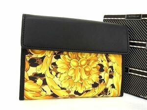 1円 ■極美品■ GIANNI VERSACE　ジャンニ ヴェルサーチ レザー×PVC コインケース 小銭入れ カード入れ ブラック系×マルチカラー BF6824