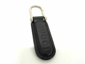 1円 GUCCI グッチ レザー キーホルダー バッグチャーム レディース メンズ ブラック系×シルバー系 BJ1613