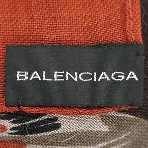 1円 ■極美品■ BALENCIAGA バレンシアガ ウール100％ 大判 フラワー 花柄 スカーフ ストール ショール レディース ブラウン系 FA5633の画像4