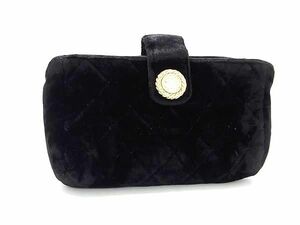 1円 ■美品■ CHANEL シャネル ココマーク マトラッセ ベロア マルチケース 小物入れ レディース ブラック系 FD0144