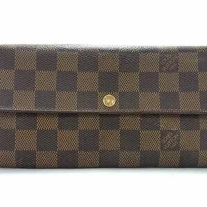 1円 LOUIS VUITTON ルイヴィトン N61734 ダミエ ポルトフォイユサラ 二つ折り 長財布 ウォレット レディース ブラウン系 FD0184の画像1