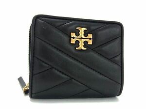 1円 ■極美品■ TORY BURCH トリーバーチ レザー 二つ折り 財布 ウォレット 札入れ 小銭入れ レディース メンズ ブラック系 BL0228