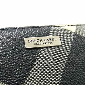 1円 ■美品■ BLACKLABEL CRESTBRIDGE ブラックレーベル クレストブリッジ PVC チェック柄 ラウンドファスナー 長財布 ブラック系 BL0179の画像5