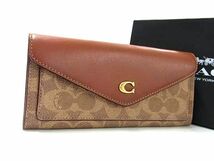 1円 ■極美品■ COACH コーチ C2327 PVC×レザー 長財布 ウォレット 札入れ 小銭入れ レディース ブラウン系 BL0185_画像1