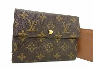 1円 LOUIS VUITTON ルイヴィトン M61202 モノグラム ポルトトレゾール エテュイ パピエ 三つ折り 財布 ウォレット ブラウン系 BL0421