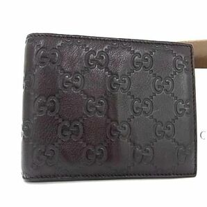 1円 ■極美品■ GUCCI グッチ 146226 グッチシマ Gg柄 レザー 二つ折り 財布 ウォレット 札入れ 小銭入れ ダークブラウン系 FA6031の画像1