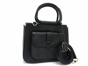 1円 ■美品■ GUCCI グッチ 000 2058 0308 レザー 2WAY メタルハンドル ハンドバッグ ショルダー レディース ブラック系 AZ1873