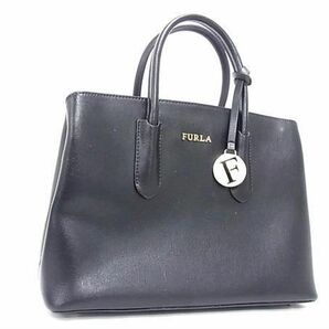 1円 ■美品■ FURLA フルラ テッサ レザー ハンドバッグ トートバッグ レディース ブラック系 FA6241の画像1