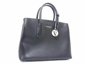 1円 ■美品■ FURLA フルラ テッサ レザー ハンドバッグ トートバッグ レディース ブラック系 FA6241