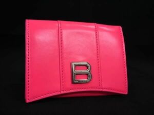 1円 ■美品■ BALENCIAGA バレンシアガ 640765 レザー カードケース パスケース 名刺入れ レディース ショッキングピンク系 FA7340