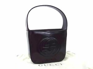 1円 ■美品■ GUCCI グッチ 007 2023 0249 インターロッキングG レザー ワンハンドル ハンドバッグ レディース パープル系 BI2114