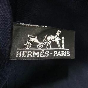 1円 HERMES エルメス フールトゥMM キャンバス シルバー金具 ハンドバッグ トート メンズ レディース ネイビー系×ブラウン系 BK1090の画像6