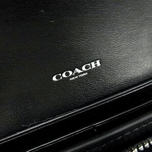 1円 ■極美品■ COACH コーチ F54022 シグネチャー PVC×レザー 二つ折り 長財布 ウォレット 札入れ 小銭入れ ブラック系 BI2137の画像6