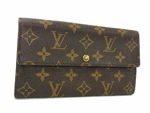 1円 ■美品■ LOUIS VUITTON ルイヴィトン M61725 モノグラム ポシェット ポルトモネ クレディ 二つ折り 長財布 ブラウン系 BI2136