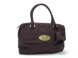 1円 ■美品■ MULBERRY マルベリー レザー トートバッグ ショルダーバッグ 肩掛けかばん レディース パープル系 BK1096