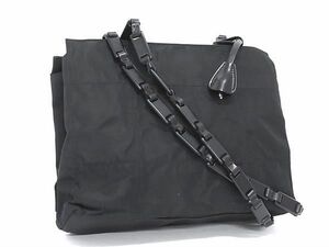 1円 ■美品■ PRADA プラダ B8353 テスートナイロン プラスチックチェーン トートバッグ ショルダーバッグ レディース ブラック系 AY2243