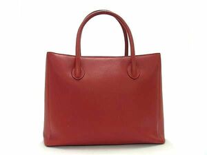 1円 ■美品■ CELINE セリーヌ レザー ハンドバッグ トートバッグ レディース レッド系 AZ2240