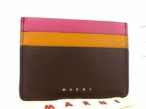 ■新品■未使用■ MARNI マルニ レザー カードケース カード入れ パスケース 定期入れ レディース ブラウン系×ピンク系 AU7665