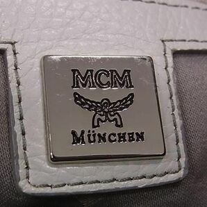 1円 MCM エムシーエム モノグラム ヴィセトス柄 キャンバス×レザー トートバッグ ショルダー 肩掛け グレー系×ホワイト系 BL0406の画像6