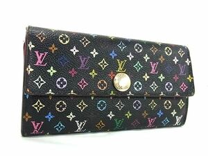 1円 LOUIS VUITTON ルイヴィトン M93747 モノグラムマルチカラー ポルトフォイユ サラ 二つ折り 長財布 ブラック系 AX6232