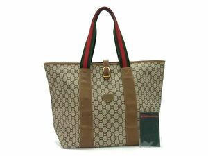 1 иен GUCCI Old Gucci Vintage Gucci плюс PVC× кожа ручная сумочка большая сумка сумка на плечо оттенок коричневого AW9478