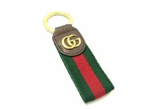 1 иен # прекрасный товар # GUCCI Gucci Sherry линия GGma-monto парусина × кожа брелок для ключа кольцо для ключей сумка очарование оттенок коричневого AW7671
