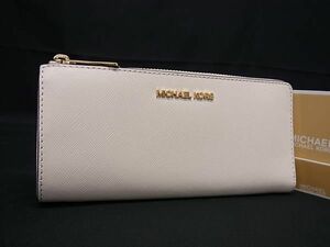 1円 ■新品■未使用■ MICHAEL KORS マイケルコース レザー L字ファスナー 長財布 ウォレット 札入れ 小銭入れ ホワイト系 AW7547