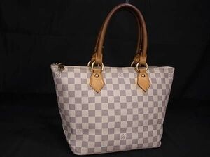 1円 LOUIS VUITTON ルイヴィトン N51186 ダミエアズール サレヤ PM ハンドバッグ トート ショルダー レディース アイボリー系 AW9457