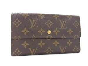 1円 LOUIS VUITTON ルイヴィトン M61215 モノグラム ポルトトレゾール インターナショナル 三つ折り 長財布 ウォレット ブラウン系 AX6285