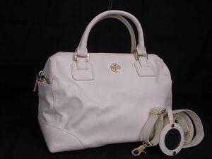 1円 TORY BURCH トリーバーチ レザー ミラー付き 2WAY クロスボディ ショルダー ハンドバッグ トート レディース アイボリー系 BK1235