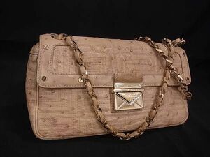 1 jpy # finest quality # genuine article # GIANNI VERSACE Gianni Versace Ostrich Cross body shoulder bag diagonal .. beige group BK1240