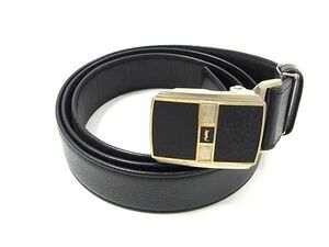 1円 YVESSAINTLAURENT イヴサンローラン レザー シルバー金具 ベルト メンズ レディース ブラック系 AW8481