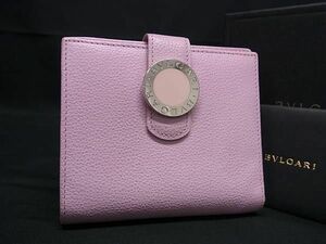 1円 ■美品■ BVLGARI ブルガリブルガリ レザー 二つ折り 財布 ウォレット 小銭入れ 札入れ レディース ピンク系 AX6334