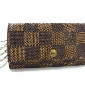 1円 LOUIS VUITTON ルイヴィトン N62631 ダミエ ミュルティクレ4 4連 キーケース 鍵入れ メンズ レディース ブラウン系 AX6360の画像1