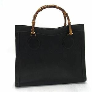 1円 ■美品■ GUCCI グッチ 002 123 0260 バンブー レザー ハンドバッグ トート レディース ブラック系 AY2426の画像1