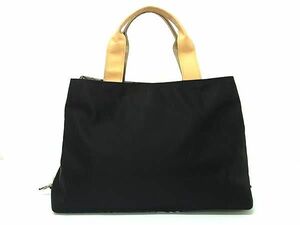 1円 ■美品■ BURBERRY バーバリー ナイロン ハンドバッグ トート レディース メンズ ブラック系×ベージュ系 AW8563