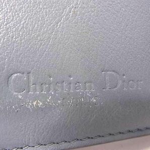 1円 ChristianDior クリスチャンディオール カナージュ パテントレザー 三つ折り 財布 ウォレット 小銭入れ ライトブルー系 FA2369の画像7