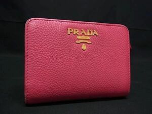 1円 PRADA プラダ サフィアーノレザー 二つ折り 財布 ウォレット 小銭入れ 札入れ レディース ピンク系 AX6331