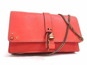 1円 ■極美品■ Chloe クロエ パディントン レザー カデナ パドロック 南京錠 チェーン ショルダーウォレット ミニバッグ ピンク系 BJ2763