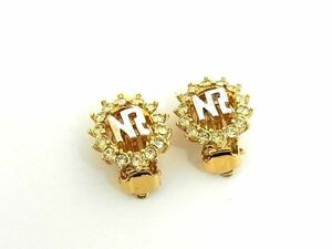 ■極美品■ NINA RICCI ニナリッチ ラインストーン クリップ式 イヤリング アクセサリー レディース ゴールド系 DD5538