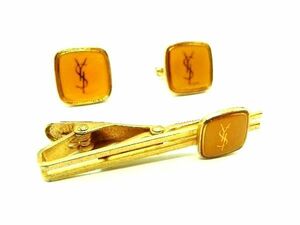 YVESSAINTLAURENT イヴサンローラン ネクタイピン カフスボタン カフリンクス 2点セット 紳士 メンズ ゴールド系 DD8929