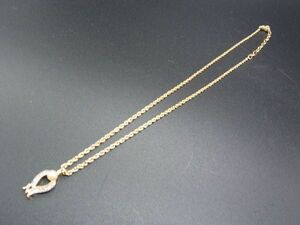 ■美品■ NINA RICCI ニナリッチ ハートモチーフ ラインストーン ネックレス ペンダント アクセサリー レディース ゴールド系 DD8851