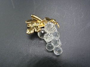 ■美品■ SWAROVSKI スワロフスキー ぶどうモチーフ 葡萄 グレープ ピンブローチ ピンバッジ アクセサリー ゴールド系×クリア DE1206