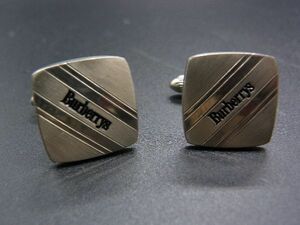 ■美品■ Burberrys バーバリーズ ロゴモチーフ カフスボタン カフリンクス アクセサリー 紳士 メンズ シルバー系 DE1247