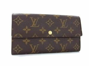 1円 ■極美品■ LOUIS VUITTON ルイヴィトン M61725 モノグラム ポシェット ポルトモネ クレディ 二つ折り 長財布 ブラウン系 FA7703