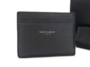 1円 ■美品■ YVESSAINTLAURENT イヴサンローラン レザー カードケース パスケース 定期入れ レディース メンズ ブラック系 FA7236