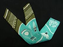 1円 ■極美品■ HERMES エルメス Les Flacons Bandana シルク100% ツイリー リボンスカーフ レディース ライトブルー系 AW5792_画像2