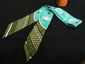 1円 ■極美品■ HERMES エルメス Les Flacons Bandana シルク100% ツイリー リボンスカーフ レディース ライトブルー系 AW5792