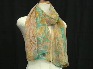 1 jpy # beautiful goods # ETRO Etro silk 100%peiz Lee pattern total pattern scarf stole shawl lady's multicolor BF7408